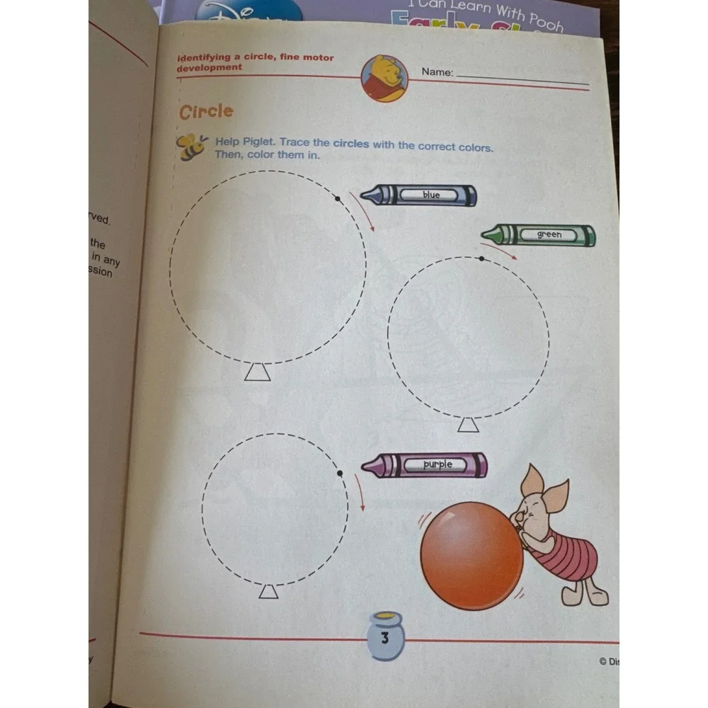Lot of 7 Disney Winnie the Pooh Early Skills Shapes and Big Sizes Workbooks